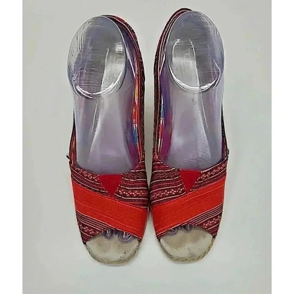 Toms Calypso Espadrilles Canvas Wedge Heels Women's Size 8 Open Toed - Picture 2 of 10